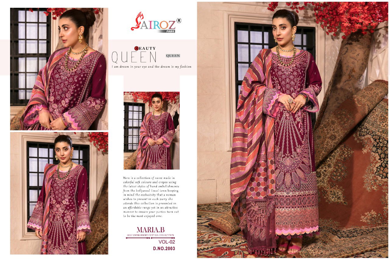 Sairoz Maria B Self Embroidery 2 Heavy Festive Wear Cotton Pakistani Suits Latest Collection 